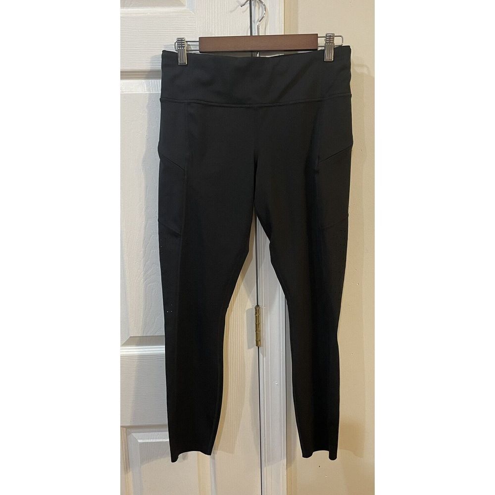 Athleta‎ Women's Black Cropped Leggings Sz M Zipper Pockets